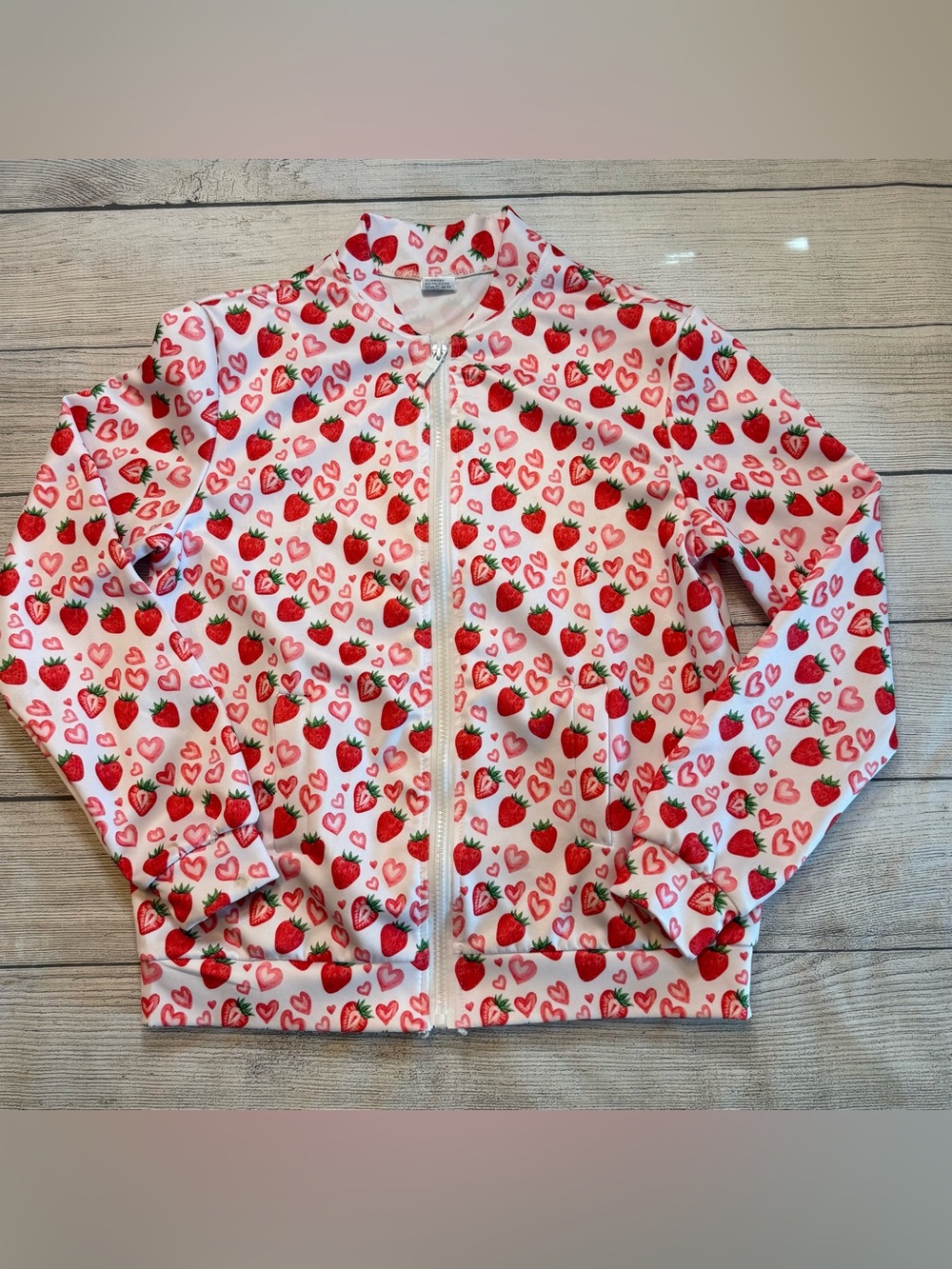 Women’s Pink Strawberry-Print Bomber Jacket - XS